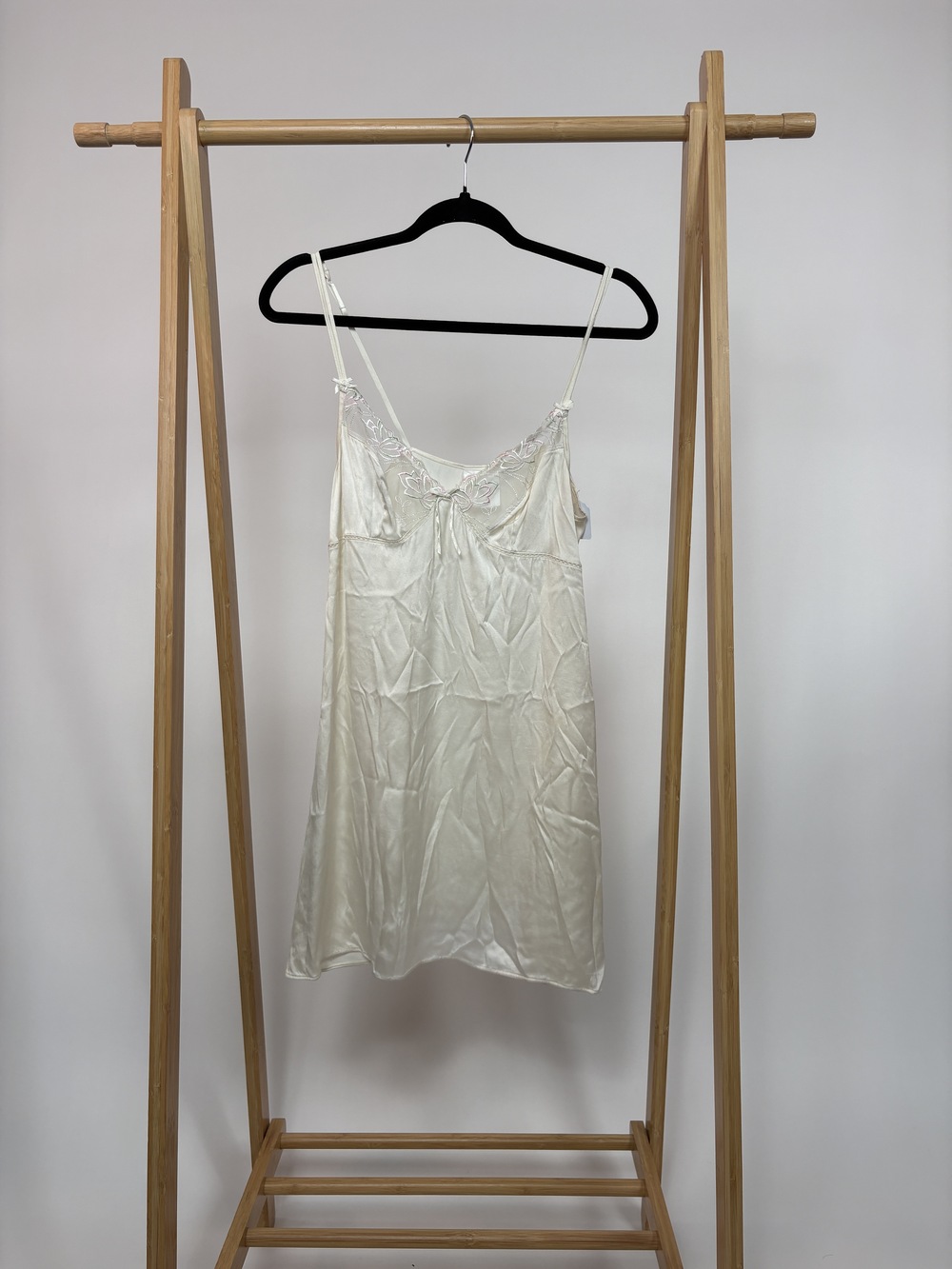 PF-1429 Ivory Slip Dress with Pink and Green Lace Detail